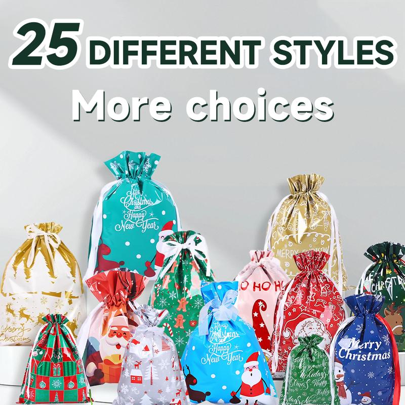 50PCS Christmas Gift Wrapping Set (25 Colorful Bags + 25 Tags) – Random Patterns