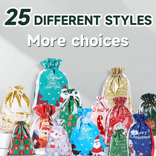 50PCS Christmas Gift Wrapping Set (25 Colorful Bags + 25 Tags) – Random Patterns