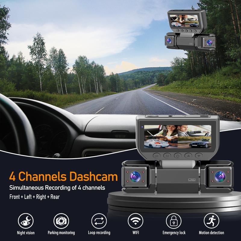 360 Degree View 4 Channel Dash Cam